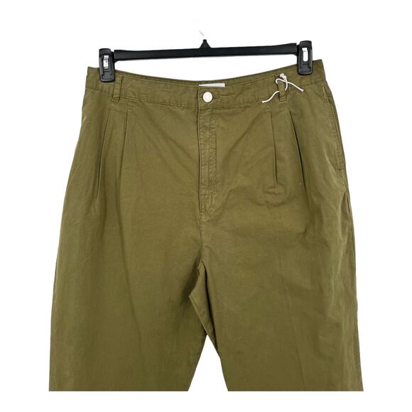 Frame pants pleated cotton twill wide leg green size 33 - Picture 4 of 6